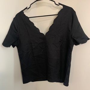 Oversized black scalloped shirt
